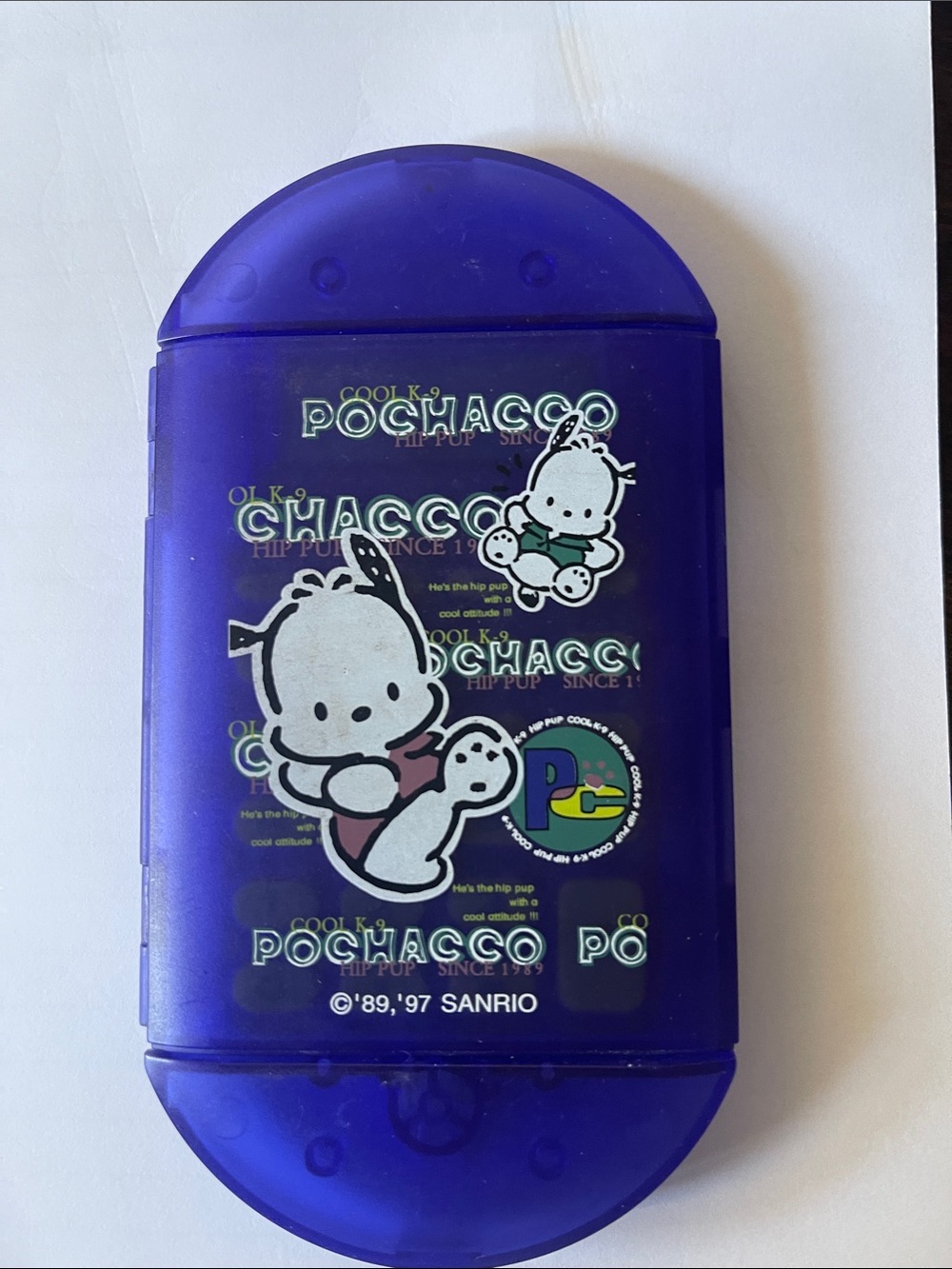 vintage 1997 Sanrio Pochacco purple plastic case calculator  (no box)